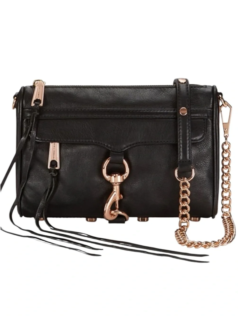 Rebecca Minkoff Mini M.A.C. crossbody bag featuring black Gold tone hardware